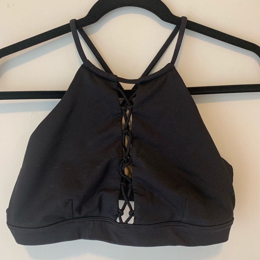 ALO black lace up bra